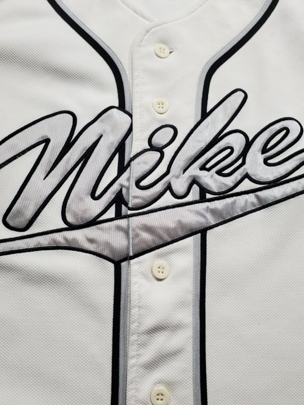 Vintage Nike Logo Baseball Jersey Blue White Black Men Sz M - Picture 4 of 11